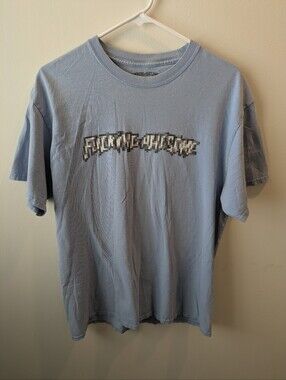 FA Fucking Awesome Light Blue Graphic Tee with Pixel Logo